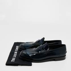 Pre Owned Burberry Blue Leather Fringe Penny Slip On Sneakers Size 45