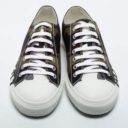 Pre Owned Burberry Green Camo Print Canvas Larkhall Low Top Sneakers Size 43