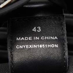 Pre Owned Burberry Black Leather Patterson Velcro Flat Sandals Size 43