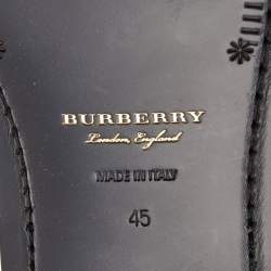 Pre Owned Burberry Navy Blue Leather Fringe Detail Penny Loafers Size 45