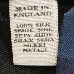 Burberry Navy Blue Checked Silk Tie 