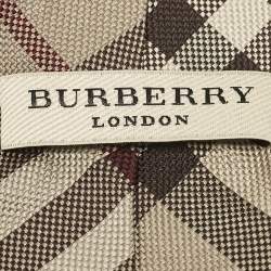 Pre Owned Burberry London Beige Nova Checks Silk Tie 