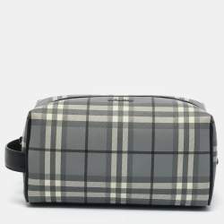Pre Owned Burberry Grey Check PVC Travel Pouch
