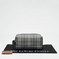 Pre Owned Burberry Grey Check PVC Travel Pouch