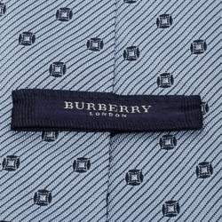 Pre Owned Burberry London Blue Jacquard Silk Traditional Tie 