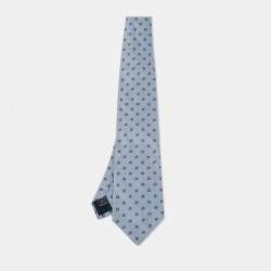 Pre Owned Burberry London Blue Jacquard Silk Traditional Tie 