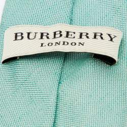 Pre Owned Burberry London Green Linen Silk Skinny Tie