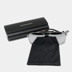 Burberry Grey/Black Polarized Aviator Sunglasses