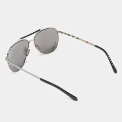 Burberry Grey/Black Polarized Aviator Sunglasses