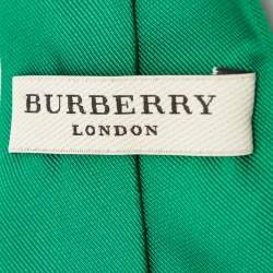 Pre Owned Burberry London Green Silk Tie