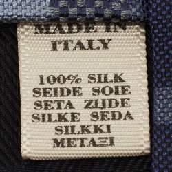 Pre Owned Burberry London Navy Blue Check Silk Tie