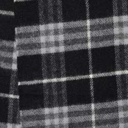 Burberry Black Checkered Wool & Cashmere Fringed Muffler