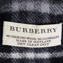 Burberry Black Checkered Wool & Cashmere Fringed Muffler