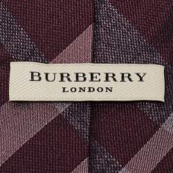 Burberry Burgundy Checkered Silk Tie