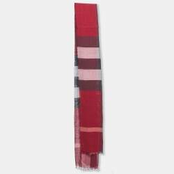 Burberry Burgundy Nova Check Silk & Wool Stole