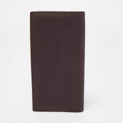 Pre Owned Burberry Burgundy Textured Leather Long Bifold Wallet
