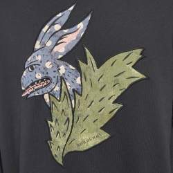 Burberry London Black Monster Rabbit Print Cotton Knit Sweatshirt XL