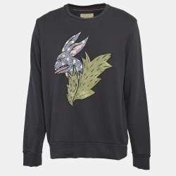 Burberry London Black Monster Rabbit Print Cotton Knit Sweatshirt XL