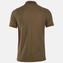 Burberry Olive Green Cotton Pique Short Sleeve Polo T-shirt S