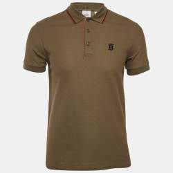 Burberry Olive Green Cotton Pique Short Sleeve Polo T-shirt S