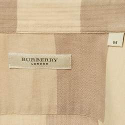 Burberry Beige Checked Cotton Long Sleeve Shirt M