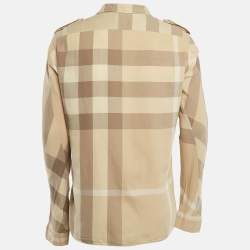 Burberry Beige Checked Cotton Long Sleeve Shirt M
