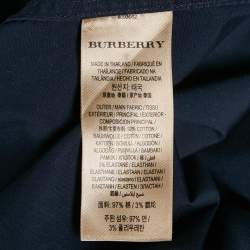 Burberry London Navy Blue Cotton Button Front Shirt L