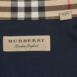 Burberry London Navy Blue Cotton Button Front Shirt L
