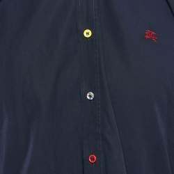 Burberry London Navy Blue Cotton Button Front Shirt L