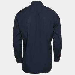 Burberry London Navy Blue Cotton Button Front Shirt L