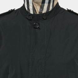 Burberry London Black Button Front Mid-Length Coat M