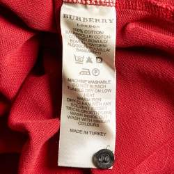 Burberry Red Cotton Pique Polo T-Shirt M