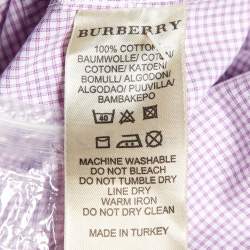 Burberry Pink Pin Checked Cotton Button Down Shirt M