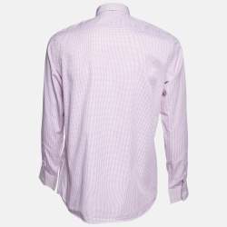 Burberry Pink Pin Checked Cotton Button Down Shirt M
