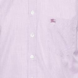 Burberry Pink Pin Checked Cotton Button Down Shirt M