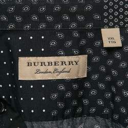 Burberry London Black Bandana Print Cotton  Long Sleeve Shirt XXL 