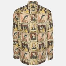 Burberry Multicolor Frame Head Print Cotton Front Button Shirt L