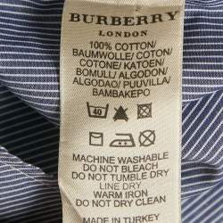 Burberry London Blue Stripe Cotton Button Front Full Sleeve Shirt M
