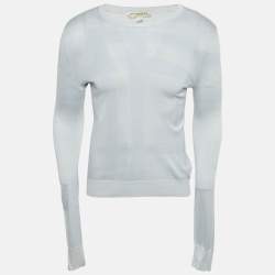 Burberry London Blue Silk Jacquard Knit Jumper S