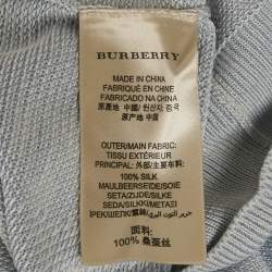 Burberry London Blue Silk Jacquard Knit Jumper S