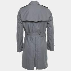Pre Owned Burberry Grey Cotton Chelsea Heritage Mid Length Trench Coat M