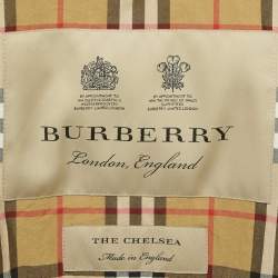 Pre Owned Burberry Grey Cotton Chelsea Heritage Mid Length Trench Coat M