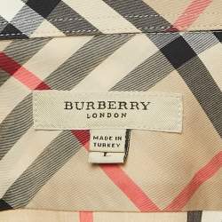 Pre Owned Burberry London Beige Nova Check Cotton Long Sleeve Button Down Shirt L