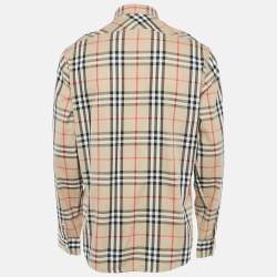 Pre Owned Burberry London Beige Nova Check Cotton Long Sleeve Button Down Shirt L