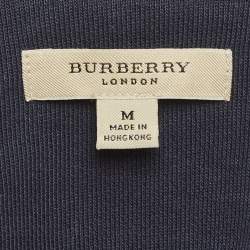 Pre Owned Burberry London Blue Cotton Knit Zip-Up Jacket M