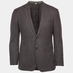 Pre Owned Burberry London Grey Wool Blend Regular Fit Blazer M