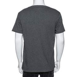 Burberry London Grey Cotton Flocked Beast Printed T-Shirt L