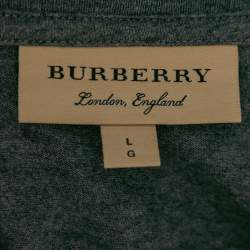 Burberry London Grey Cotton Flocked Beast Printed T-Shirt L