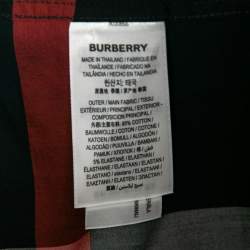 Burberry London Navy Blue Checked Cotton Button Front Short Sleeve Shirt XXL
