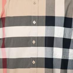 Burberry Beige Checked Cotton Button Front Short Sleeve Shirt XXL